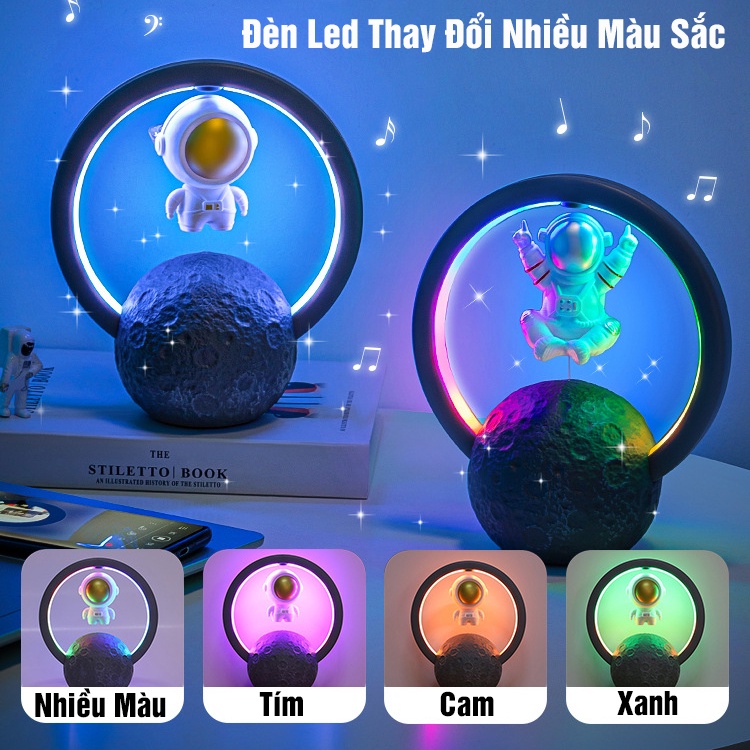 Loa Bluetooth Không Dây Kết Hợp Đèn Led Thay Đổi Theo Nhạc - Máy Nghe Nhạc Hình Phi Hành Gia Lơ Lửng Trên Mặt Trăng