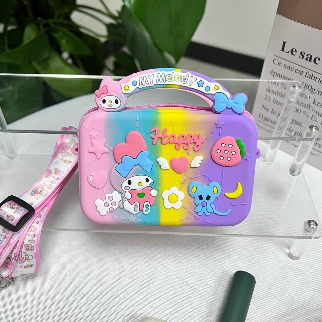 Túi xách đeo chéo silicone hình nhân vật hoạt hình đáng yêu cho bé gái