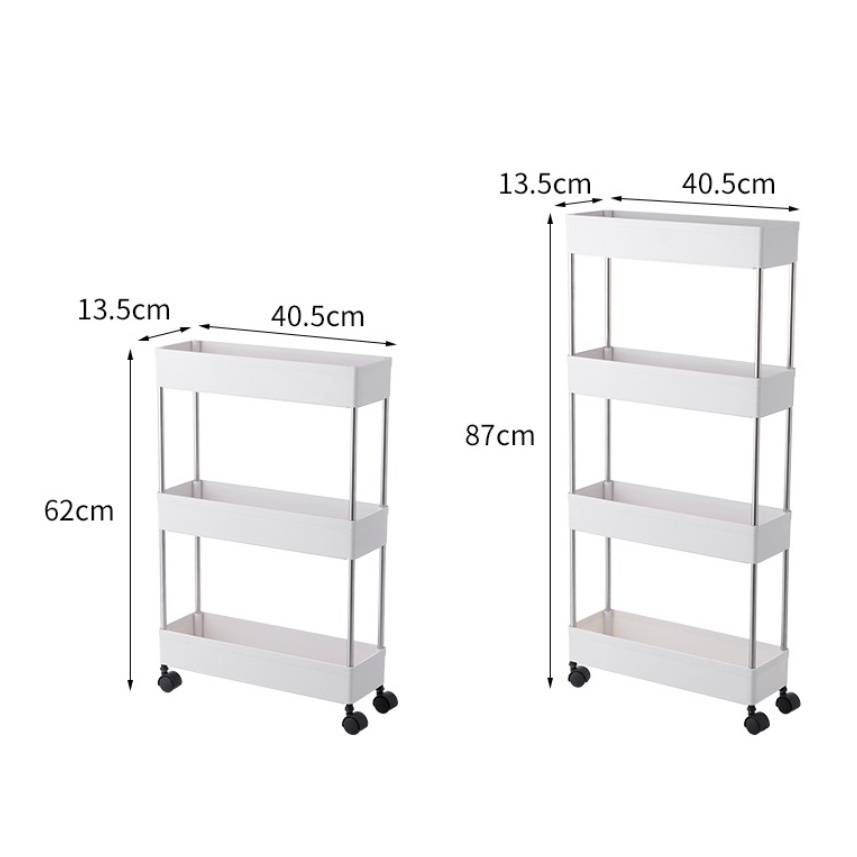 Kệ để đồ đa năng 3 tầng , 4 tầng có bánh xe nhà tắm nhà bếp chắc chắn - gọn gàng