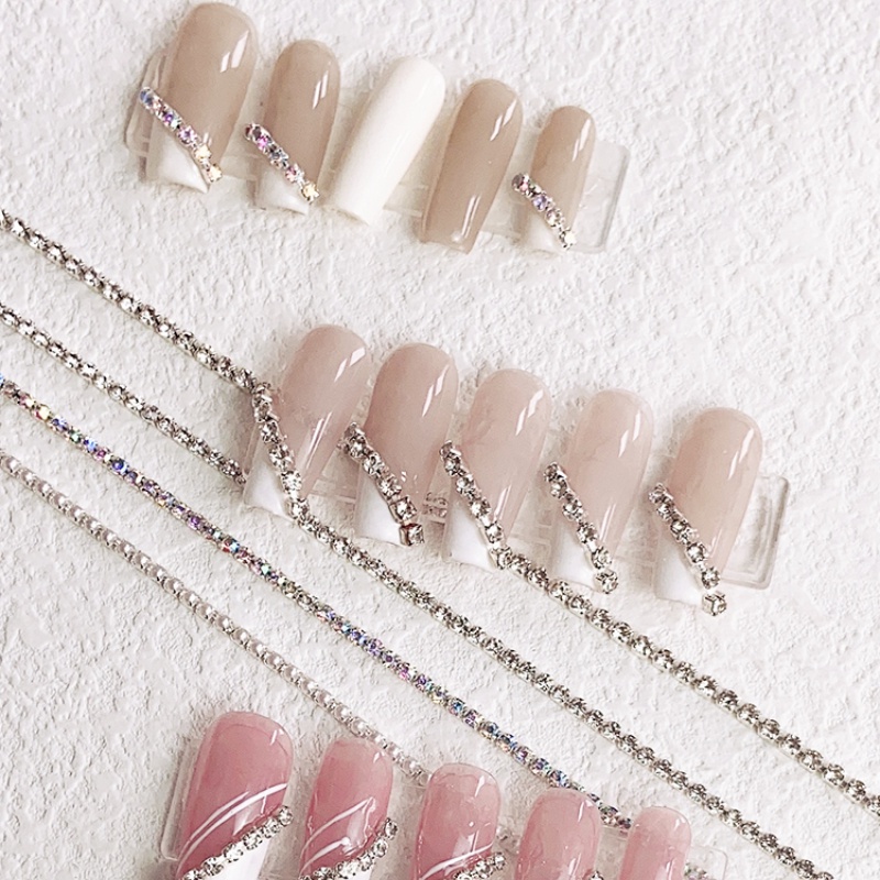 Phụ kiện dây xích kim loại đính ngọc trai 3D trang trí móng tay thời trang tùy chọn kiểu dáng DIY