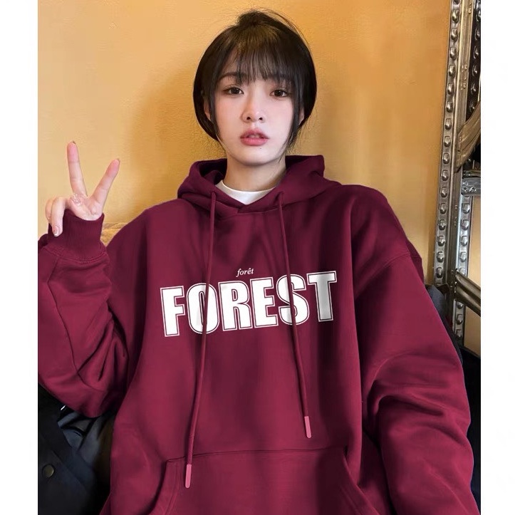 Áo Nỉ Hoodie Đỏ Mận FOREST, Áo Nỉ Mũ Rộng Hot Nhất Mùa Đông 2022 𝘽𝙮.𝘾𝙖𝙢𝙘𝙖𝙢