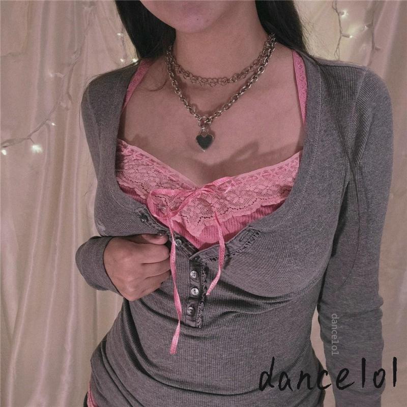 Áo Thun DàI Tay Cổ Chữ V MàU Trơn Đơn GiảN Cho Nữ dance1o1