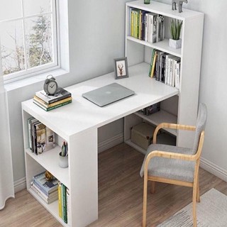 Bàn làm việc loại to học tập, bàn máy tính văn phòng thiết kế hiện đại, trẻ trung kèm giá sách 2022