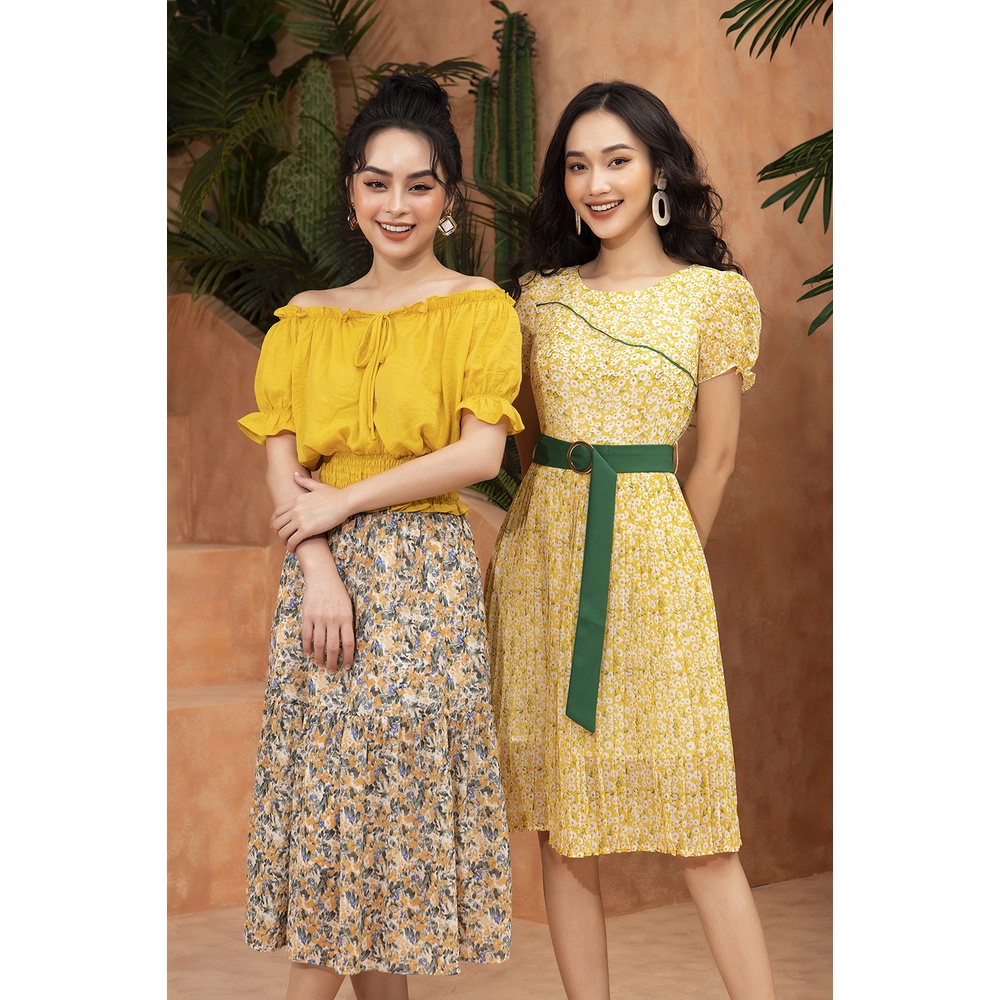 Váy Hoa Nhí Thiết Kế Nữ Họa Tiết Hoa LUPERI LFV3186 Kiểu Dáng Midi Xếp Ly Phù Hợp Đi Làm Đi Chơi Đi Dạo Phố