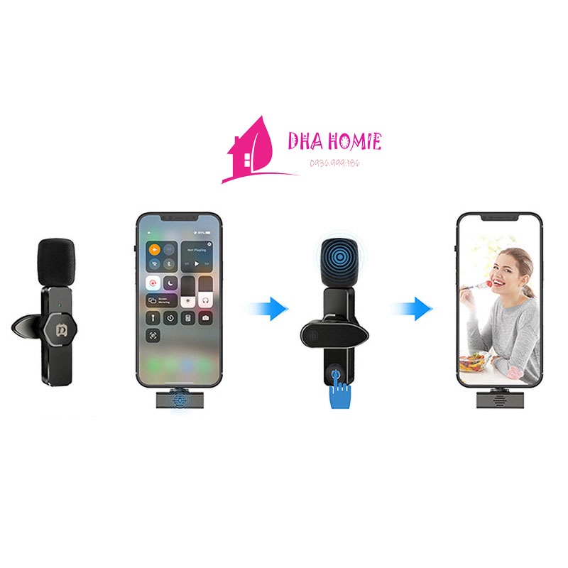 MICRO MINI KHÔNG DÂY LIVESTREAM, QUAY VIDEO, THU ÂM LỌC TIẾNG ỒN - MIC GÀI ÁO HỖ TRỢ CỔNG APPLE, TYPE-C.