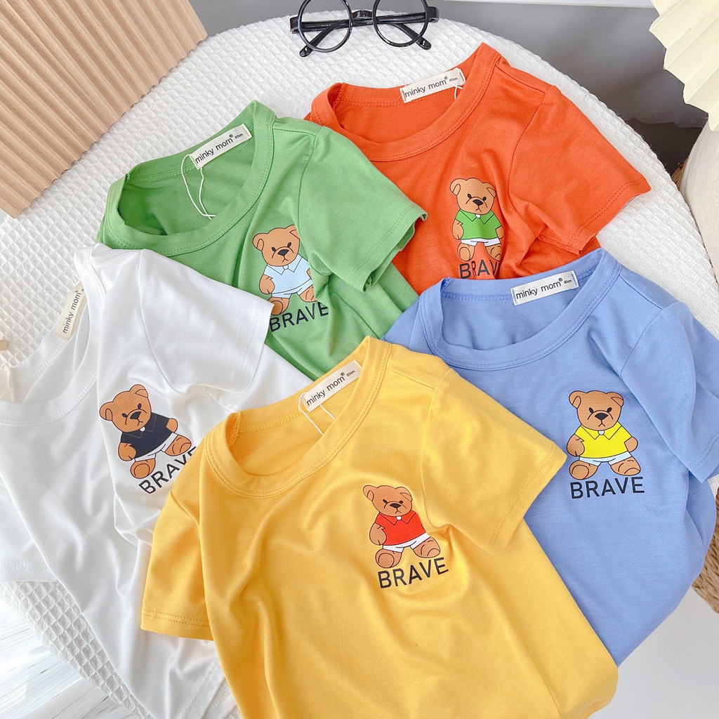 Áo Thun Cho Bé Gái Bé Trai  MINKY MOM Đủ Màu Đủ Size, Áo Cộc Tay Chất Thun Lạnh Mềm Mịn Thoáng Mát AOGAU1