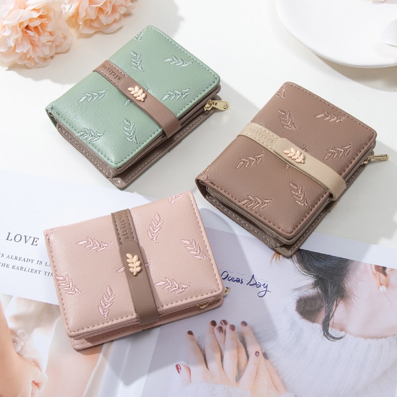 Ví Nữ Ngắn In Hoa Thời Trang Thanh Lịch Giá Đỡ