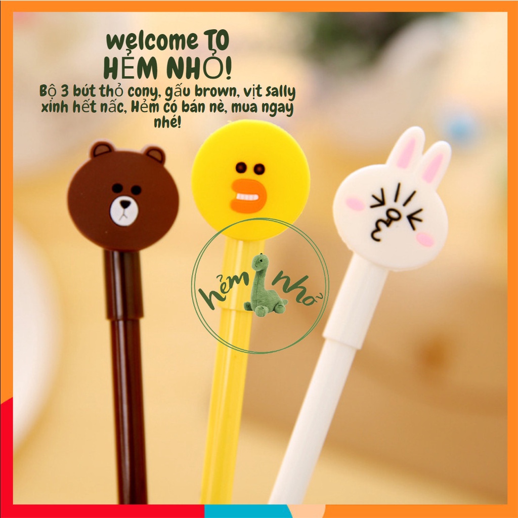 Bút Gel Gấu Grown - Thỏ Cony - Vịt Sally Hoạt Hình Dễ Thương, Trang Trí, Tiện Lợi mang theo mọi nơi