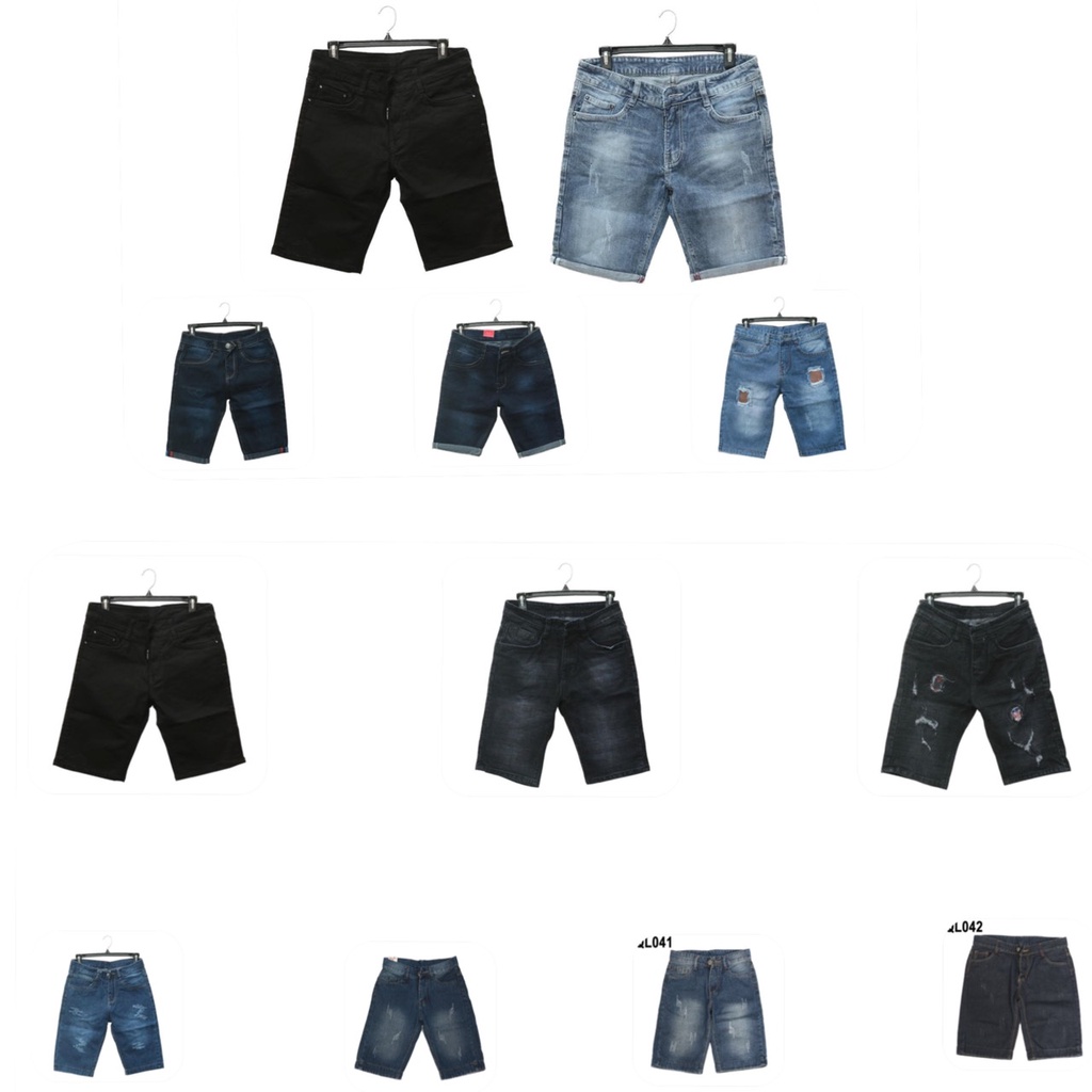 Quần short denim nam rách phong cách