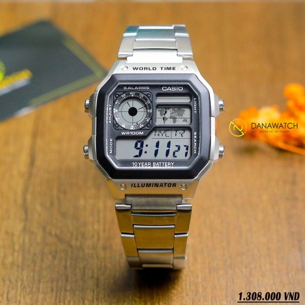Đồng hồ Casio Nam chính hãng Casio Nhật Bản AE-1200WHD-1AVDF thép không gỉ chống nước tốt