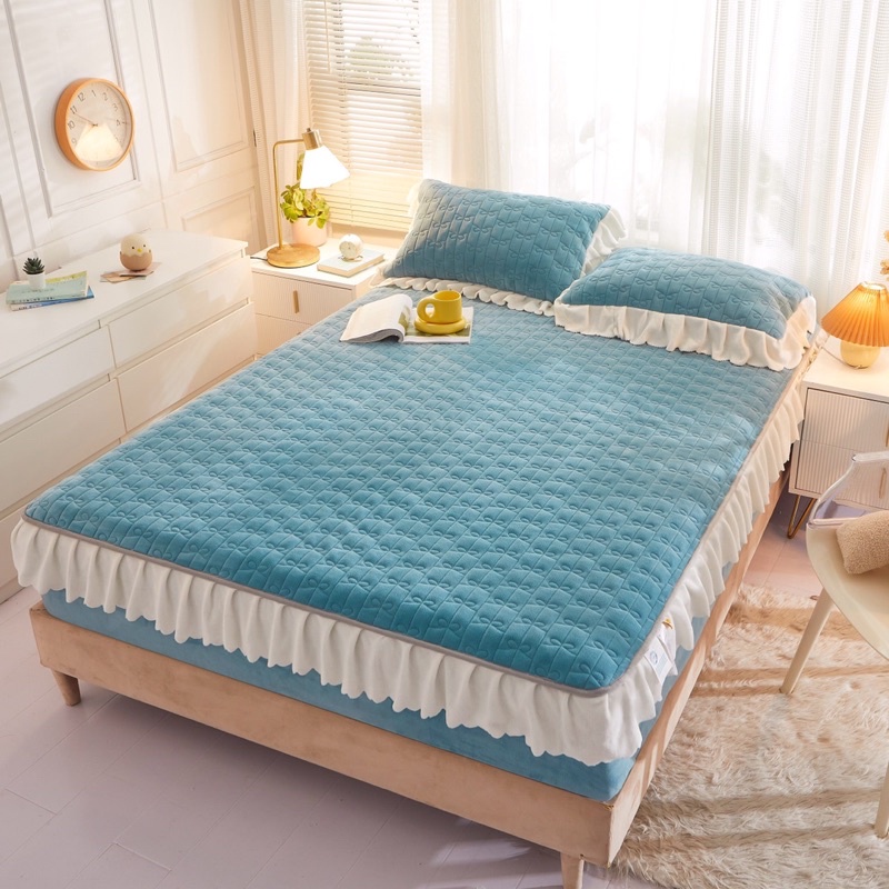 Ga gối nỉ bánh bèo công chúa cực xinh ấm áp,ga gối trải giường mềm mịn cực ấm SHOP CHIẾU CAO SU