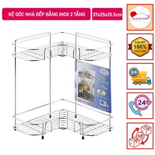 Kệ góc nhà bếp bằng inox 2 tầng
