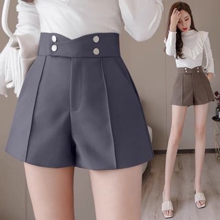 Quần short lưng cao 4 cúc cạp chéo hack dáng -HVS-mã sooc 4 cúc