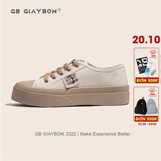 Giày Thể Thao Nữ Đế Bằng Vải Canvas Màu Nâu Phong Canh Vintage Thích Hợp Đi Làm, Đi Học, Chơi giayBOM GB Classics B1598