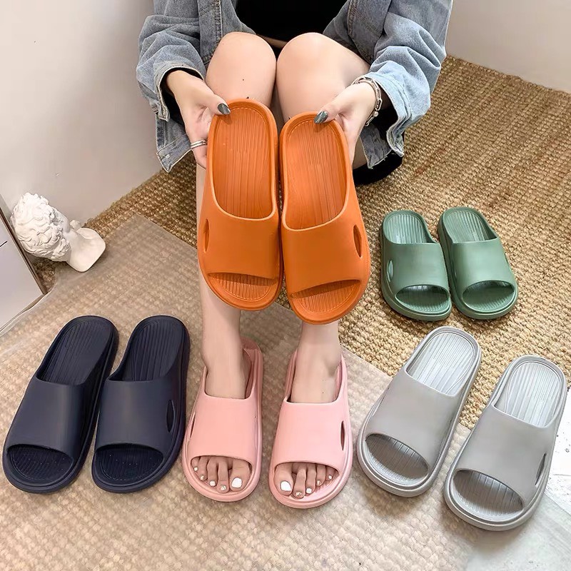 Dép nam nữ quai ngang bánh mì độn đế ullzang cao su non siêu nhẹ 88223 đức tài store