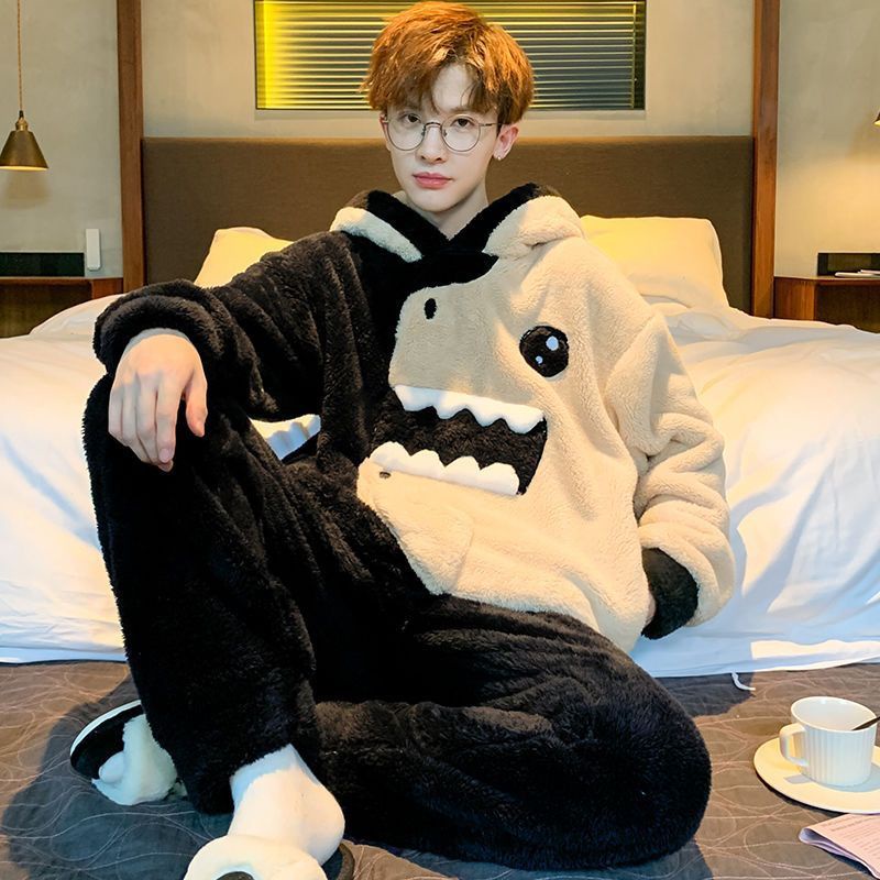 Bộ Đồ Ngủ Cotton Flannel Phong Cách Hoạt Hình Ấm Áp Và Thoải Mái Mặc