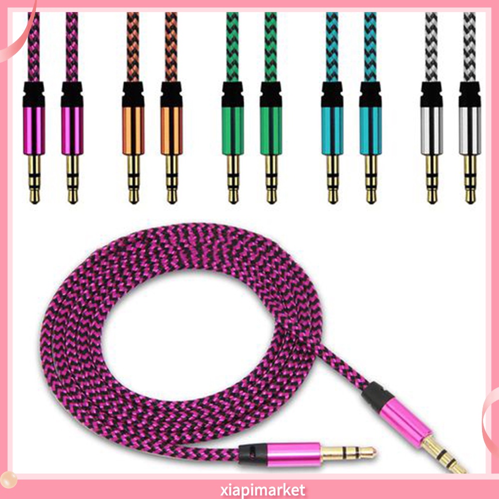 Dây cáp AUX âm thanh 3.5mm loại dây bện dành cho loa nghe nhạc cho xe ô tô