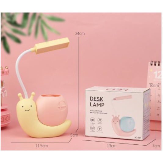 Đèn Học Nhỏ Gọn Chông Mỏi Mắt, Đèn Học Kèm Hộp Đựng Bút Hình Ốc Sên Dễ Thương, Đáng Yêu