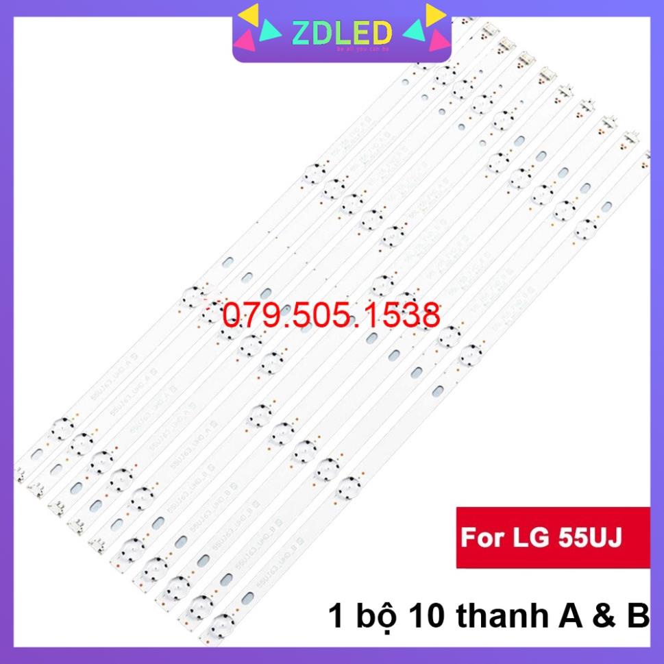 Thanh LED Tivi LG 55UJ - Lắp zin tivi LG 55UJ632,55LJ550,55UK6100 - 1 bộ 10 thanh (5 thanh A+ 5 thanh B) LED mới 100%