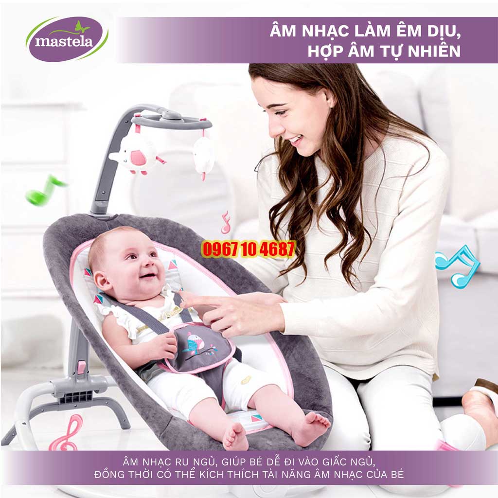 Ghế rung cho bé sơ sinh Mastela 6915/6917 có đồ chơi, 4 nấc điều chỉnh độ cao gọn nhẹ tiện lợi
