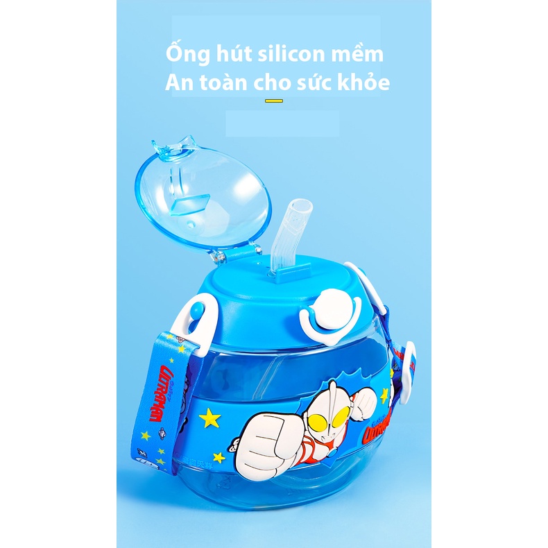 (Hàng Đẹp) Bình Nước nhựa tritant hình quả trứng, DISNEY Kèm Ống Hút silicon, thiết kế độc đáo, sinh động.an toàn.