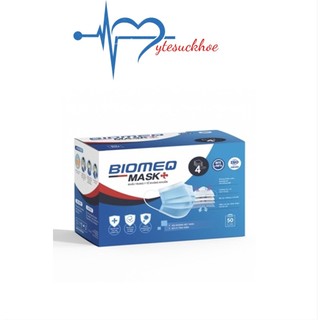 Khẩu trang y tế kháng khuẩn BIOMEQ 4 lớp chuẩn y tế (Hộp 50 cái/5 bịch/1 bịch 10 cái)