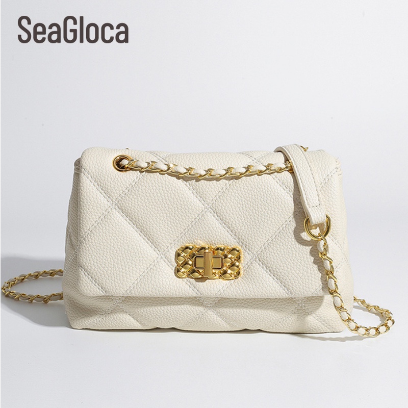 Túi Đeo Chéo Dây Xích Họa Tiết Lưới Kim Cương Thời Trang Dành Cho Nữ