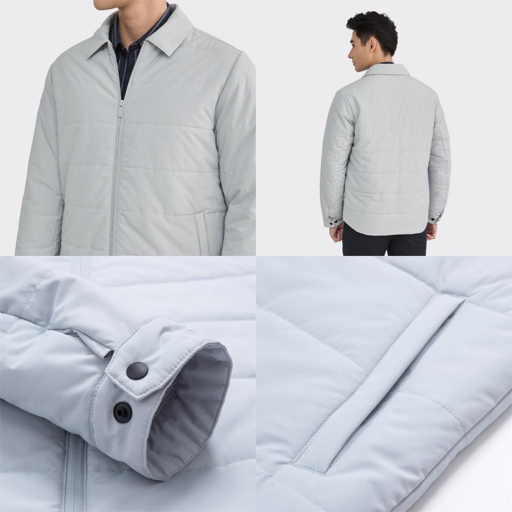 Áo khoác chần bông nam Aristino AJK026W2 Jacket dáng Regular fit suông vừa cổ Đức đuôi tôm trơn màu vải Polyester
