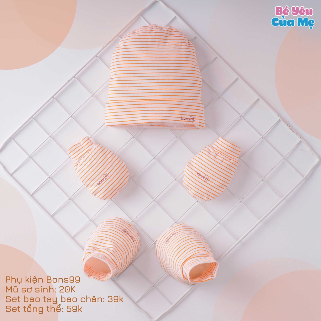 Set nón bao tay bao chân sơ sinh cho bé bons99 chính hãng - ảnh sản phẩm 4