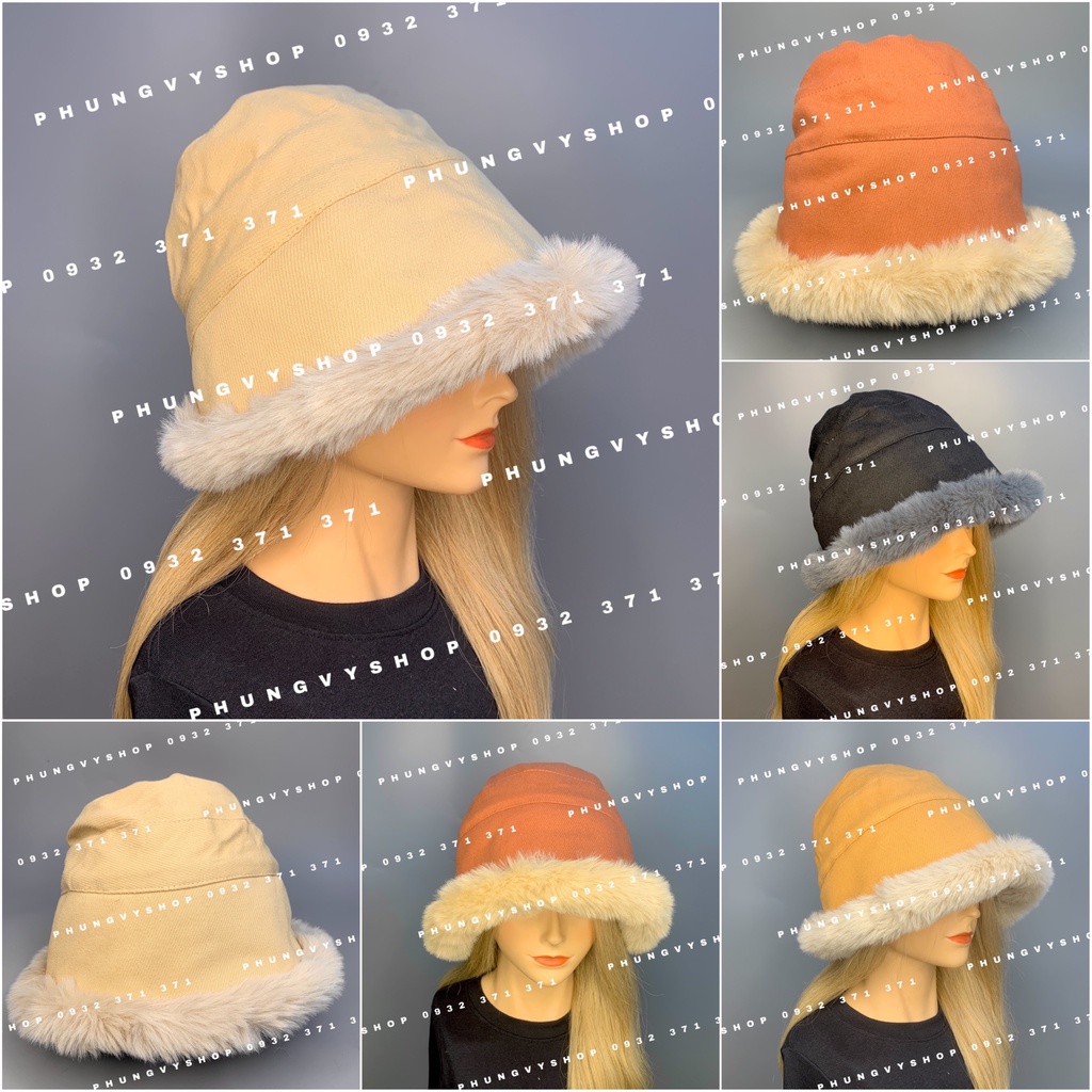 Mũ bucket cực hot unisex nam nữ mùa thu đông giữ ấm -KAKI VIỀN LÔNG- nón tai bèo vành