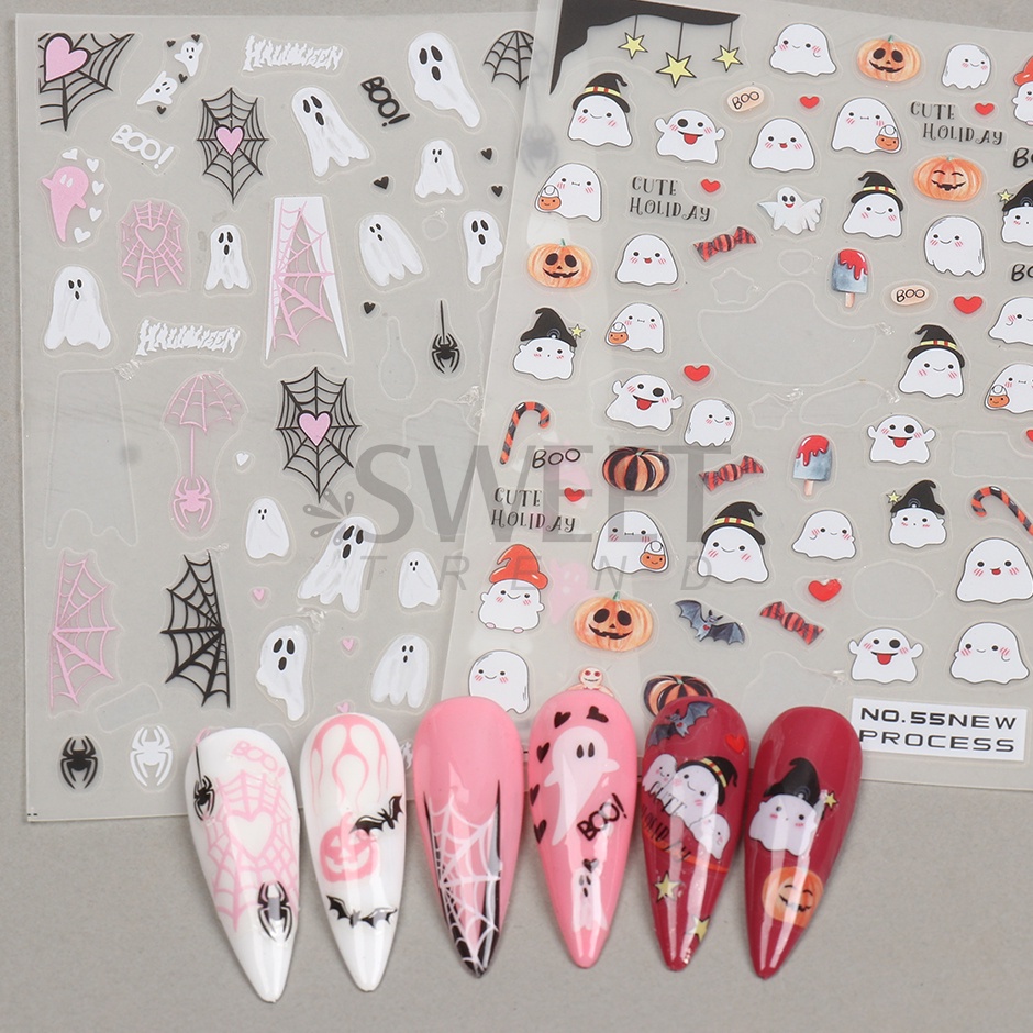 Miếng dán trang trí móng tay 3D STZPRONAIL họa tiết hoạt hình chủ đề Halloween sáng tạo