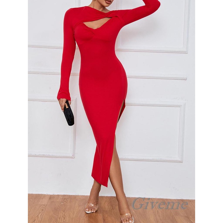 Đầm Dài Xẻ Tà Màu Sắc Thời Trang Cho Nữ