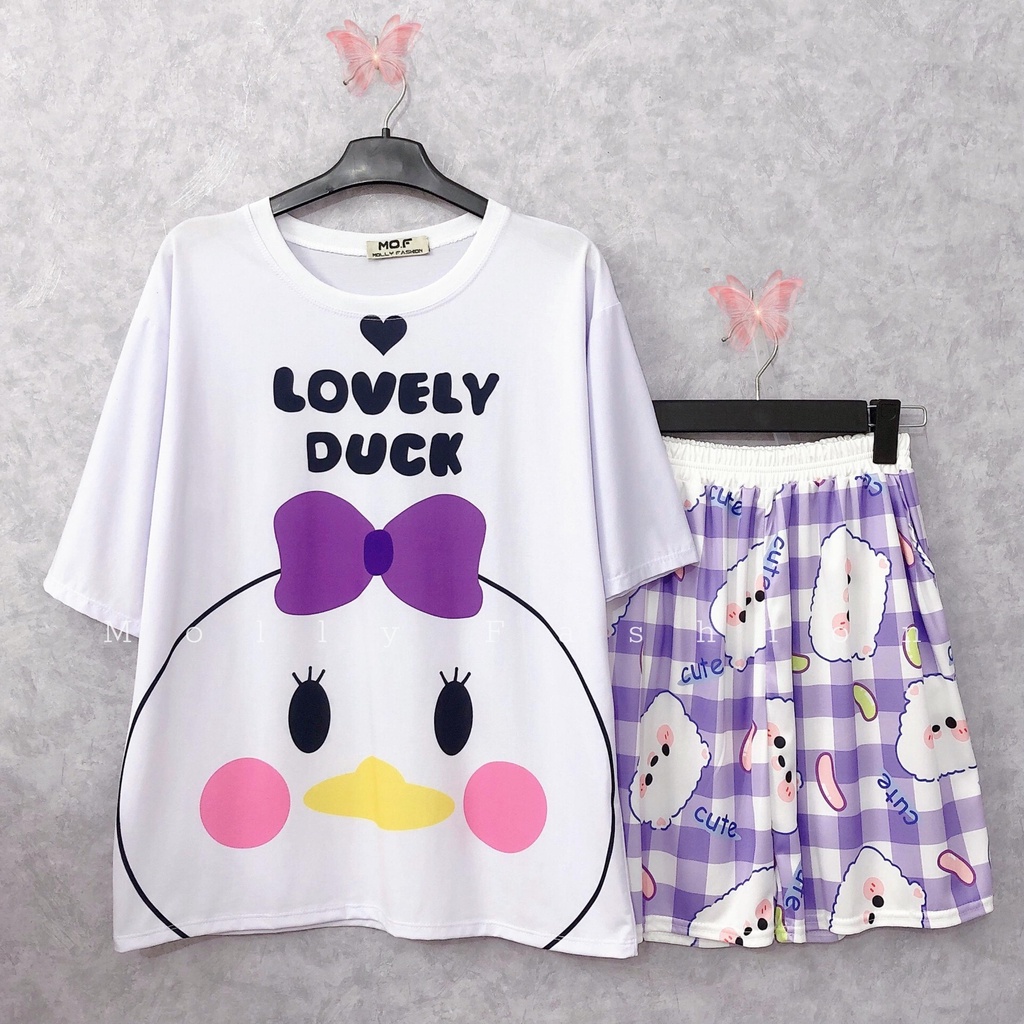 Set đồ bộ hoạt hình ❤️ Bộ mặc nhà Cartoon LOVELY DUCK form rộng Freesize Molly Fashion