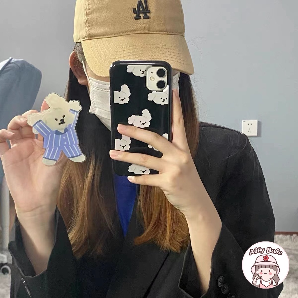 Ốp Điện Thoại TPU Dẻo Màu Đen In Hình Chú Chó Tai To Dễ Thương Cho Iphone 14 Pro Max 11 7Plus 13 12 11 Pro Max