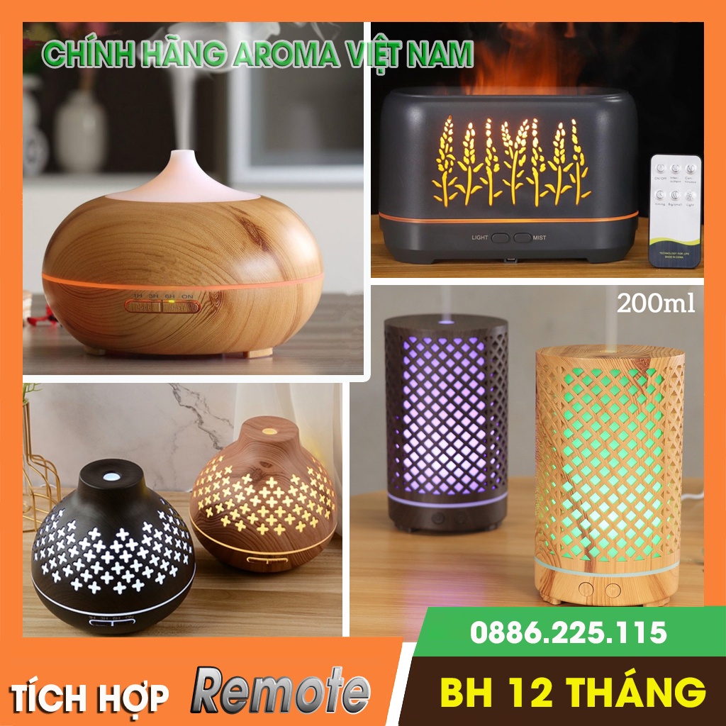 [Chính hãng AROMA - CHỈ 199K] Máy xông tinh dầu, phun sương tạo ẩm, máy khuếch tán siêu âm LORITA tích hợp Remote #