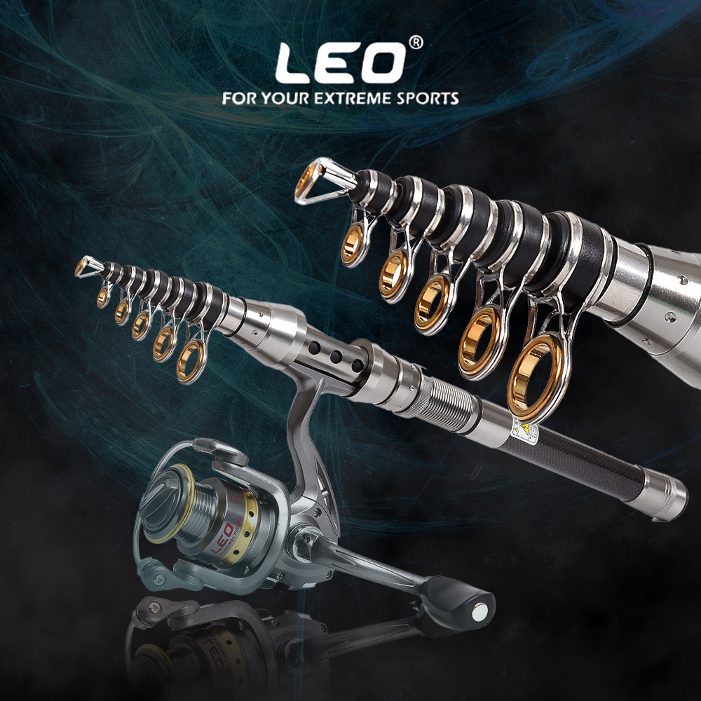 Cần câu máy, Cần câu cá mini Leo Sport dùng cho câu lure - câu lăng xê - câu lục tặng hộp phụ kiện và bao đeo