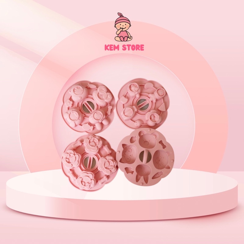 Khuôn Silicon Tròn Làm Bánh Flan, Thạch Pudding, Khuôn Hấp Bánh, Nướng Bánh Có Nắp Đậy Hình Con Vật Dễ Thương