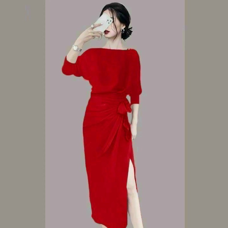 Đầm ôm body cổ thuyền nơ cao cấp có size 3XL