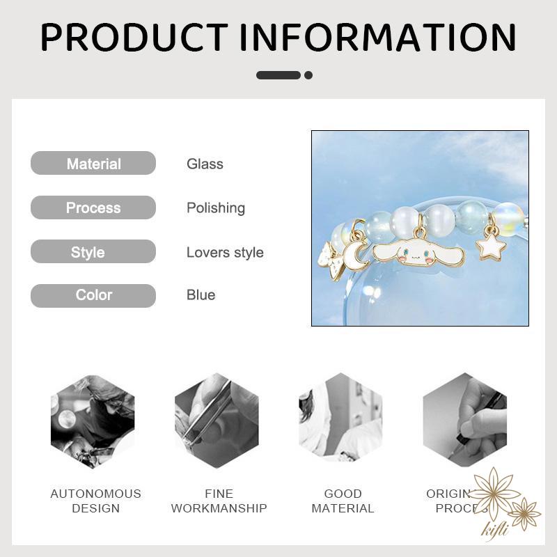 SANRIO Vòng Đeo Tay Chuỗi Hạt Co Giãn Mặt Dây Đôi Hình Cinnamoroll Kuromi My Melody Dễ Thương Dành Cho Nữ