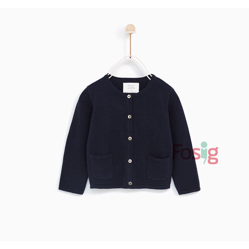 [6-13kg] Áo Khoác Len Bé Gái Zar- Navy