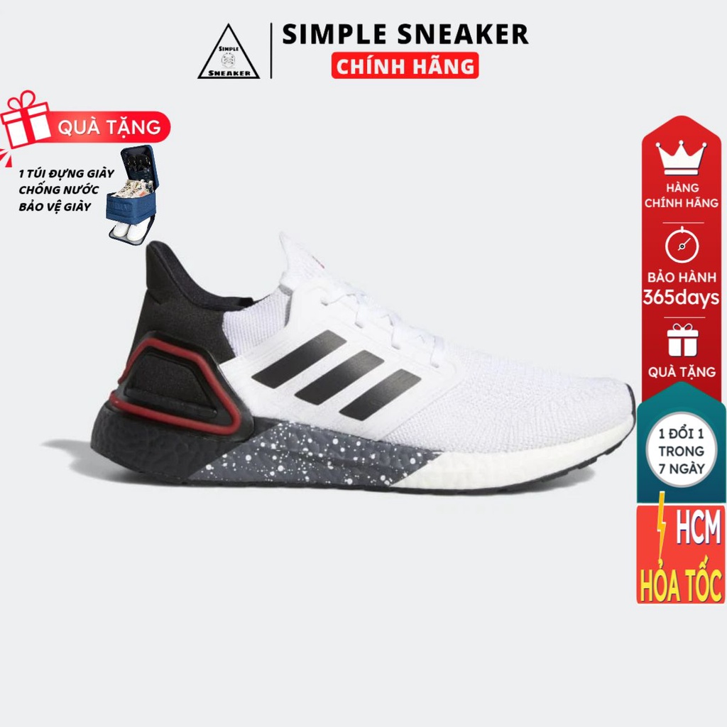 Giày Sneaker Adidas 🔴FREESHIP🔴Adidas Ultraboost 20 Cloud White Black Chính Hãng - Giày Chạy Chuẩn Auth Tốt Nhất Thế Giới