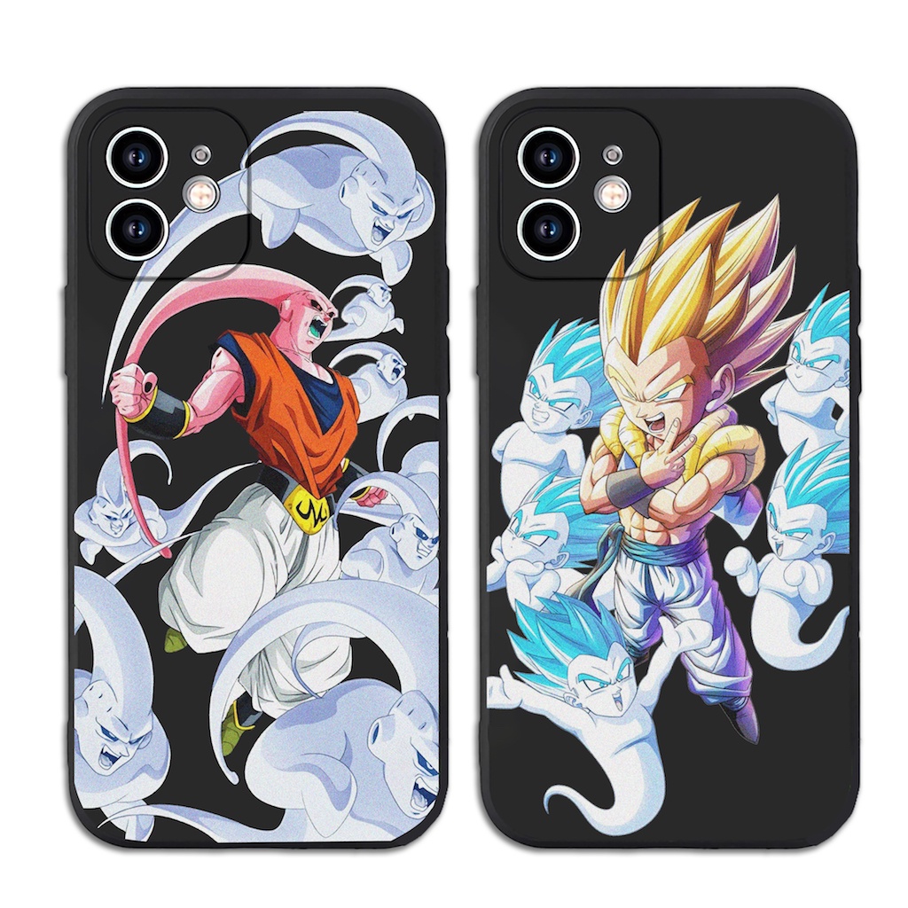Ốp iphone cạnh vuông Dẻo Hoạt Hình Dragon Ball - Majin Buu - Gotenks cho IPhone 7 8Plus X XR 11 12 13 14 Pro Max