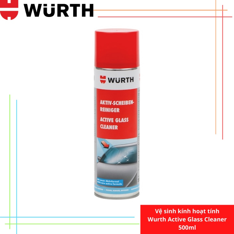 Chất Vệ Sinh Kính Chắn Gió Hoạt Tính Wurth Active Glass Cleaner 500ml W089025 | HIBUAUTO