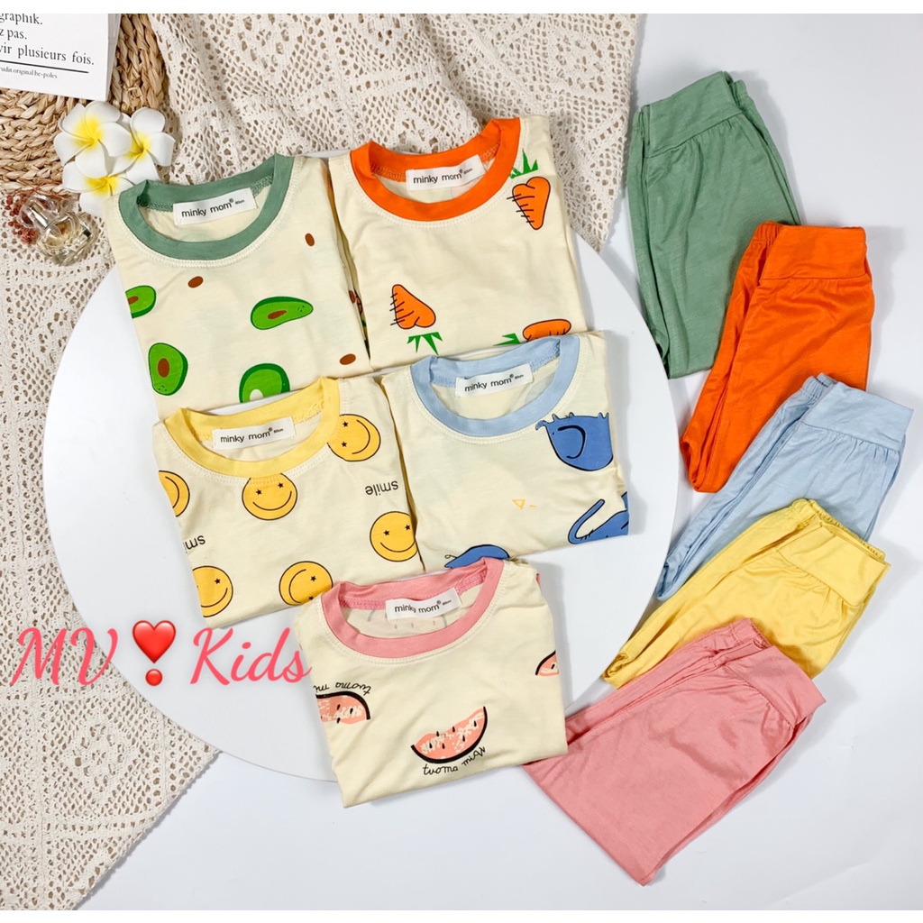 Bộ MINKY MOM Bé Trai Bé Gái 8-27kg Đồ Bộ Dài Tay Thu Đông Vải Thun Lạnh Thoáng Mát Hình Động Vật Cho Bé 0-5 Tuổi MÃ 8