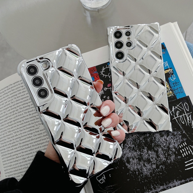 Mạ sang trọng hình thoi glitter bracelet chain case cho samsung galaxy s22 ultra ss22 + s21 plus s21 vỏ siêu mềm với kim cương