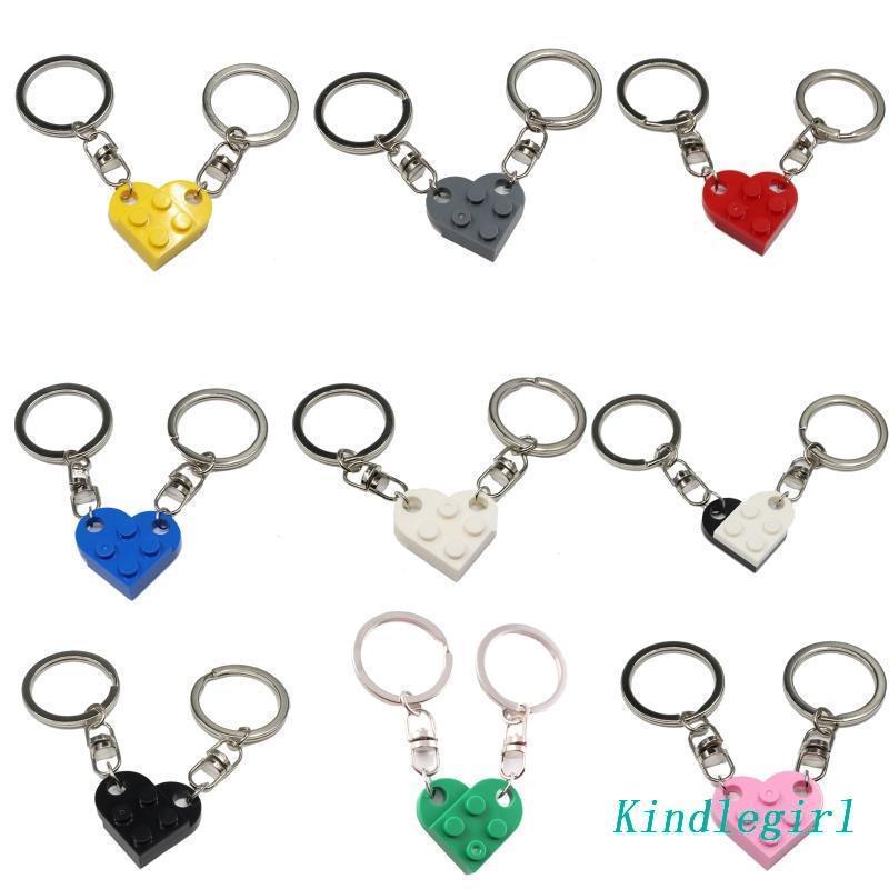 2 Móc Khóa Hình Viên Gạch Trái Tim Dễ Thương Phù Hợp Cho Cặp Đôi