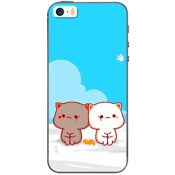 Ốp lưng IPhone 5, 5s Mèo mập nền xanh