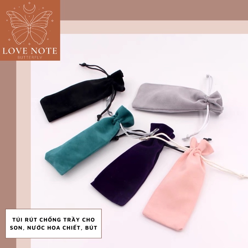 Túi rút vải nhung đựng son, nước hoa chiết, bút viết giúp chống trầy