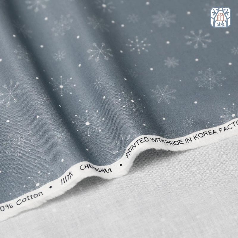 CS21-149 Vải cotton 100% tự nhiên🍒Chuanshui🍒khổ vải 145cm,Noel bông tuyết
