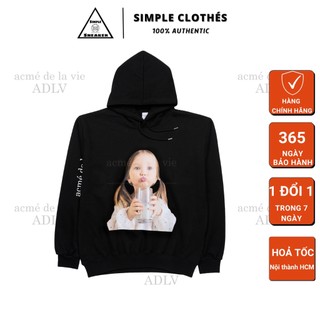 Áo adlv hoodie chính hãng🔥simple clothes🔥baby face milk girl hoodie black - màu đen